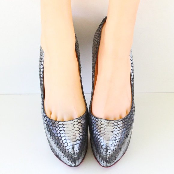 Christian Louboutin Silver Daffodile Python Platfo - Picture 6 of 10